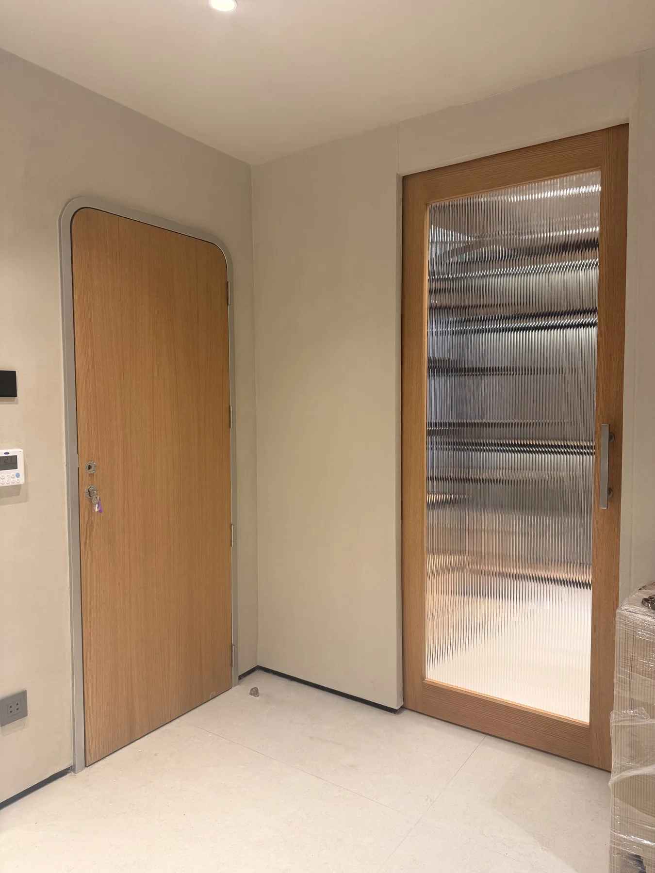 A stair and joinery study built around clean thresholds and durable detail.